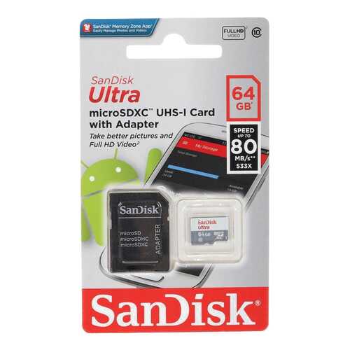 Карта памяти Sandisk Micro SDXC SDSQUNS-064G-GN3MA 64GB в Залог успеха