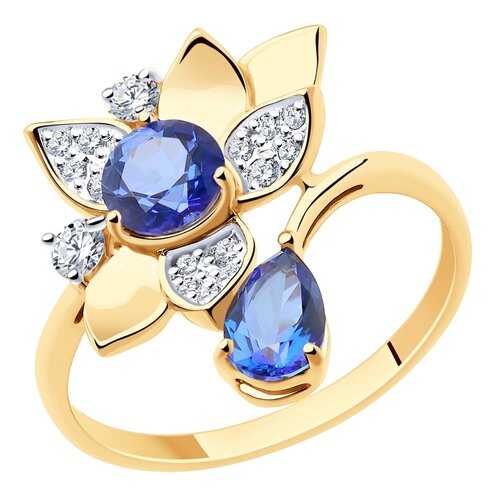 Кольцо женское SOKOLOV из золота с топазами и фианитами Swarovski 715962 р.18.5 в Залог успеха