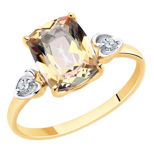 Кольцо женское SOKOLOV из золота с топазом и фианитами Swarovski 715725 р.18.5 в Залог успеха