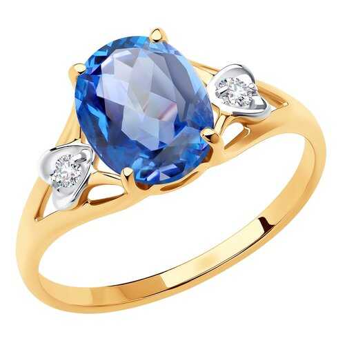 Кольцо женское SOKOLOV из золота с топазом и фианитами Swarovski 715924 р.18 в Залог успеха