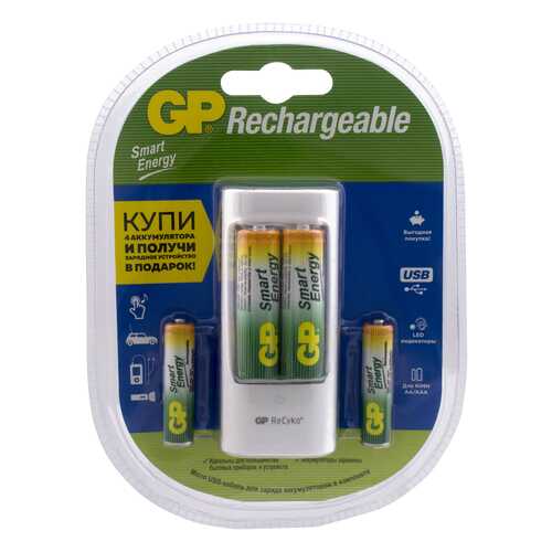 Зарядное устройство + аккумуляторы GP PB211 SMARTENERGY AA/AAA 4 шт. 1000/400 mAh в Залог успеха
