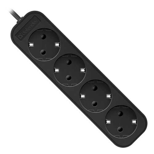 Удлинитель Defender M418, 4 розетки, 1,8 м, Black в Залог успеха