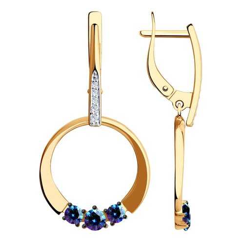Серьги SOKOLOV из золота с бесцветными и синими Swarovski Zirconia 81020453 в Залог успеха